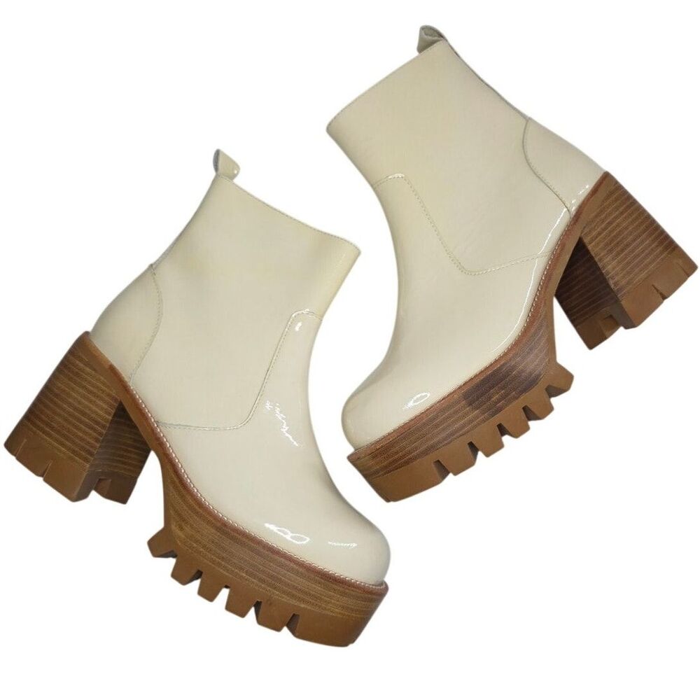Jeffery Cambell Quavo Platform Boots Patent Leather Lug Sole Size 9 Block Heel